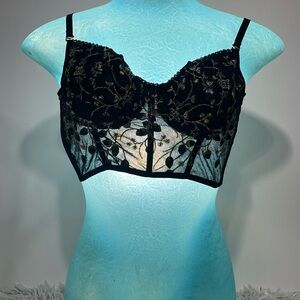Elegant Black and Gold Lace Bralette